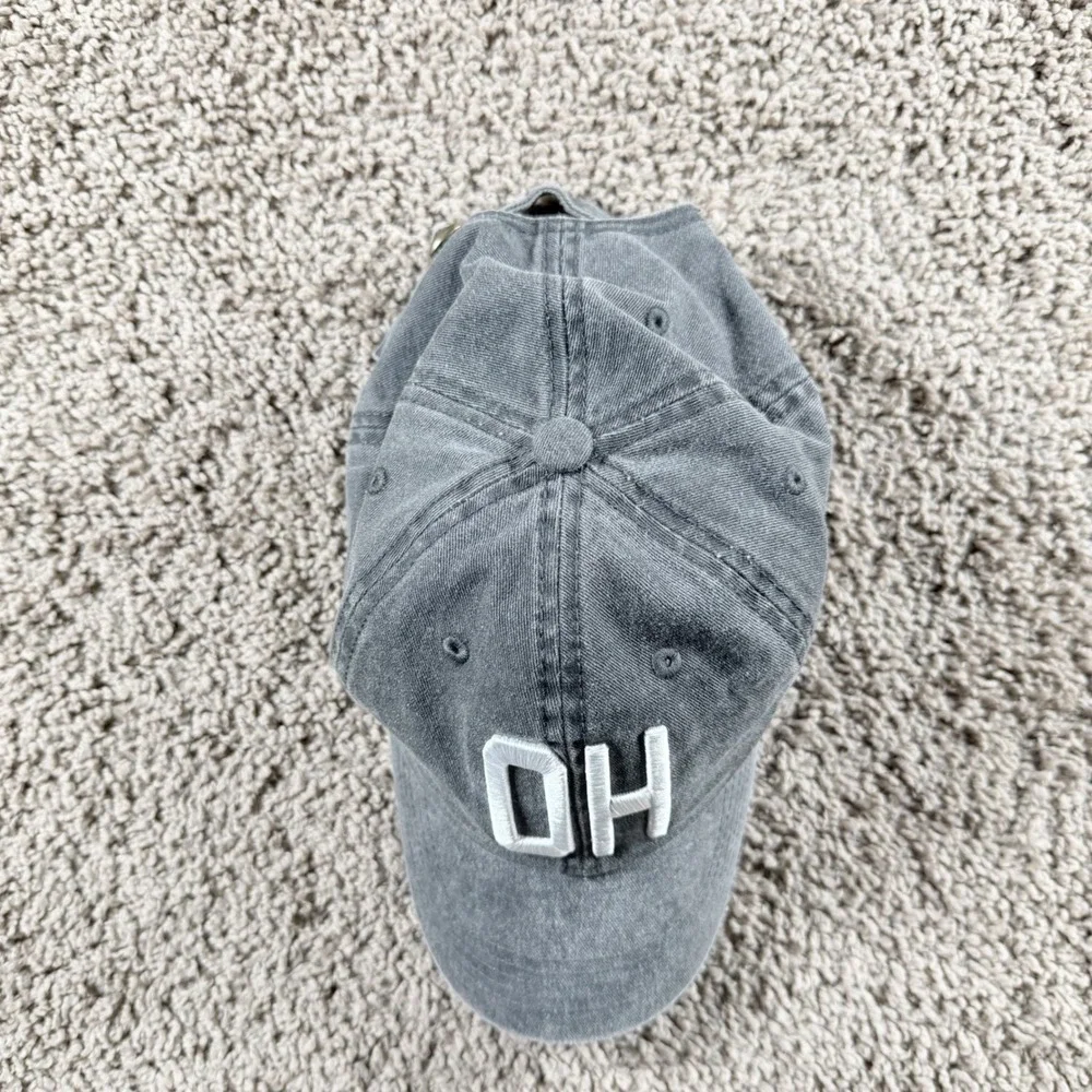 Ohio OH Faded Black Cotton Baseball Cap Dad Hat Adjustable‎ OSFM SnapBack sporty